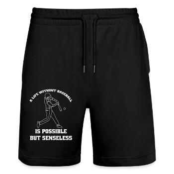 Baseball Baseball Game Gift Baseball Lovers - Stanley/Stella Trainer Unisex Organic Jogging Shorts - black - Front - Nik (191cm) & Marisol (170cm)