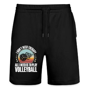 Volley-ball - Short de jogging bio TRAINER Stanley/Stella unisexe - noir - Devant - Nik (191cm) & Marisol (170cm)