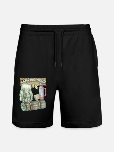 Camping, Camping-Nerd, Rucksack, lustiger Spruch - Stanley/Stella Unisex Bio Joggingshorts Trainer - Schwarz