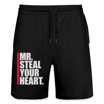 mr steal your heart - Stanley/Stella Unisex Bio Joggingshorts Trainer  - Schwarz - Vorne - Nik (191cm) & Marisol (170cm)