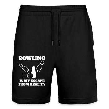 Bowling Cone Bowler Gift Bowling Ball Bowling - Stanley/Stella Trainer Unisex Organic Jogging Shorts - black - Front - Nik (191cm) & Marisol (170cm)