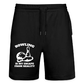 Bowling Skittles Gift Bowling Ball Kegel Bowler - Stanley/Stella Trainer Unisex Organic Jogging Shorts - black - Front - Nik (191cm) & Marisol (170cm)