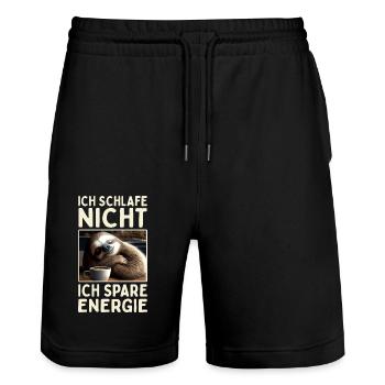 Ich Schlafe Nicht Ich Spare Energie Süßes Faultier - Stanley/Stella Unisex Bio Joggingshorts Trainer  - Schwarz - Vorne - Nik (191cm) & Marisol (170cm)
