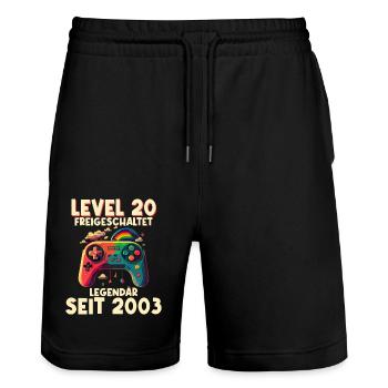 2003 Level 20 Jahre Gaming 20er 20 Geburtstag - Stanley/Stella Unisex Bio Joggingshorts Trainer  - Schwarz - Vorne - Nik (191cm) & Marisol (170cm)