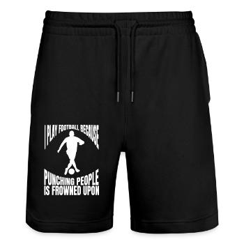Fußball Fußballspieler Fußballtrainer Fußballer - Stanley/Stella Unisex Bio Joggingshorts Trainer  - Schwarz - Vorne - Nik (191cm) & Marisol (170cm)