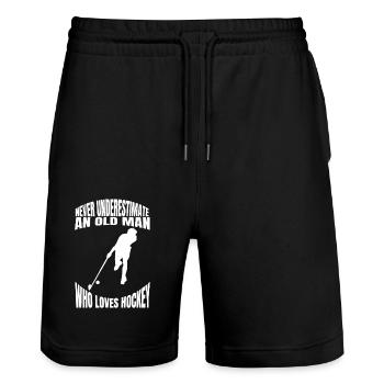 Field Hockey Hockey Player Floorball Gift Hockey - Stanley/Stella Trainer Unisex Organic Jogging Shorts - black - Front - Nik (191cm) & Marisol (170cm)