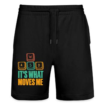 Pc Gamer Gaming WASD - Stanley/Stella Unisex Bio Joggingshorts Trainer  - Schwarz - Vorne - Nik (191cm) & Marisol (170cm)