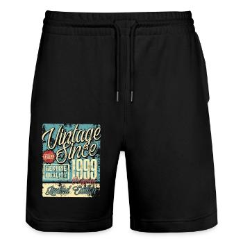 1999 Birthday vintage vintage retro legend - Stanley/Stella Trainer Unisex Organic Jogging Shorts - black - Front - Nik (191cm) & Marisol (170cm)