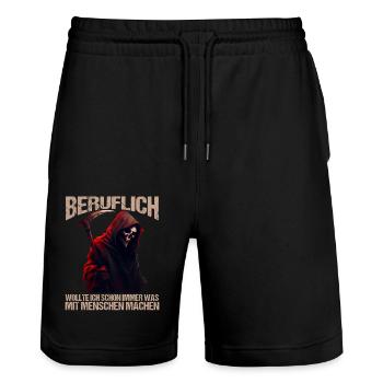 Beruflich schon immer was mit Menschen machen - Stanley/Stella Unisex Bio Joggingshorts Trainer  - Schwarz - Vorne - Nik (191cm) & Marisol (170cm)