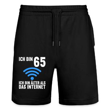 Ich bin 65 Ich bin älter als das Internet 6 - Stanley/Stella Unisex Bio Joggingshorts Trainer  - Schwarz - Vorne - Nik (191cm) & Marisol (170cm)