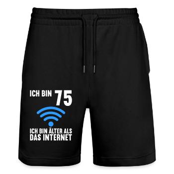 Ich bin 75 Ich bin älter als das Internet - Stanley/Stella Unisex Bio Joggingshorts Trainer  - Schwarz - Vorne - Nik (191cm) & Marisol (170cm)