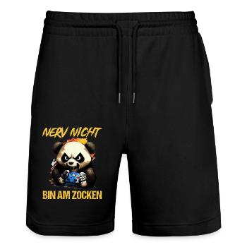 Nur noch eine Runde dann hör ich auf Kinder Gaming - Stanley/Stella Unisex Bio Joggingshorts Trainer  - Schwarz - Vorne - Nik (191cm) & Marisol (170cm)