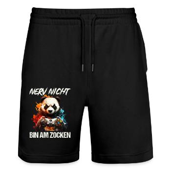 Nur noch eine Runde dann hör ich auf Kinder Gaming - Stanley/Stella Unisex Bio Joggingshorts Trainer  - Schwarz - Vorne - Nik (191cm) & Marisol (170cm)
