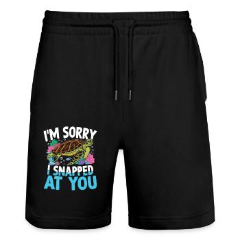I'M SORRY I SNAPPED AT YOU für - Stanley/Stella Unisex Bio Joggingshorts Trainer  - Schwarz - Vorne - Nik (191cm) & Marisol (170cm)