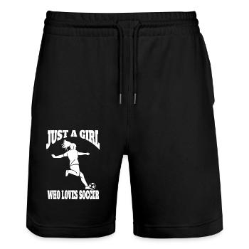 Soccer Soccer Player Girls Soccer Coach Woman - Stanley/Stella Trainer Unisex Organic Jogging Shorts - black - Front - Nik (191cm) & Marisol (170cm)