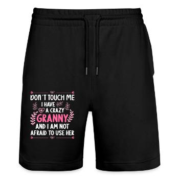 J’ai une petite-fille-petite-mère folle - Short de jogging bio TRAINER Stanley/Stella unisexe - noir - Devant - Nik (191cm) & Marisol (170cm)