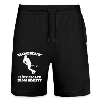 Floorball Hockey Joueur Cadeau Hockey sur gazon - Short de jogging bio TRAINER Stanley/Stella unisexe - noir - Devant - Nik (191cm) & Marisol (170cm)