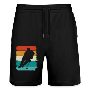 Eishockey Ice Hockey - Stanley/Stella Unisex Bio Joggingshorts Trainer  - Schwarz - Vorne - Nik (191cm) & Marisol (170cm)