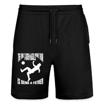Fußballspieler Dad Fußballer Vater Fußballverein - Stanley/Stella Unisex Bio Joggingshorts Trainer  - Schwarz - Vorne - Nik (191cm) & Marisol (170cm)