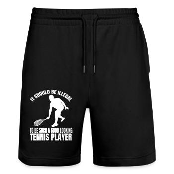 Tennis Club de tennis Joueurs de tennis Amateurs de tennis - Short de jogging bio TRAINER Stanley/Stella unisexe - noir - Devant - Nik (191cm) & Marisol (170cm)