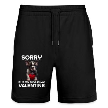 Désolé, mais mon chien est mon Valentin - Short de jogging bio TRAINER Stanley/Stella unisexe - noir - Devant - Nik (191cm) & Marisol (170cm)