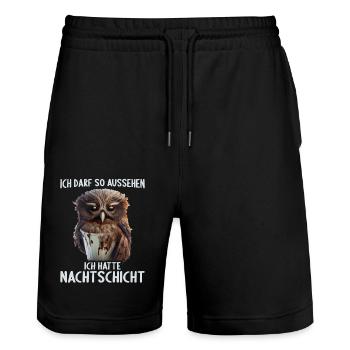 Nachtschicht Dienst Krankenschwester Pflegekraft - Stanley/Stella Unisex Bio Joggingshorts Trainer  - Schwarz - Vorne - Nik (191cm) & Marisol (170cm)