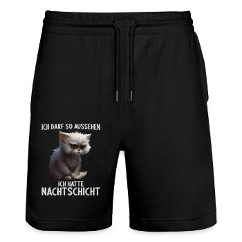 Nachtschicht Dienst Krankenschwester Pflegekraft - Stanley/Stella Unisex Bio Joggingshorts Trainer  - Schwarz - Vorne - Nik (191cm) & Marisol (170cm)
