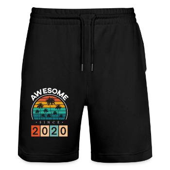 2020 Né Anniversaire Année de naissance Millésime - Short de jogging bio TRAINER Stanley/Stella unisexe - noir - Devant - Nik (191cm) & Marisol (170cm)