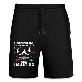Le trampoline m’appelle et je dois y aller - Short de jogging bio TRAINER Stanley/Stella unisexe - noir - Devant - Nik (191cm) & Marisol (170cm)