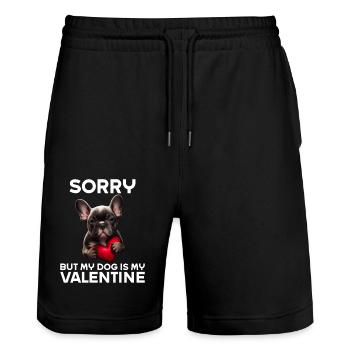 Désolé, mais mon chien est mon Valentin - Short de jogging bio TRAINER Stanley/Stella unisexe - noir - Devant - Nik (191cm) & Marisol (170cm)