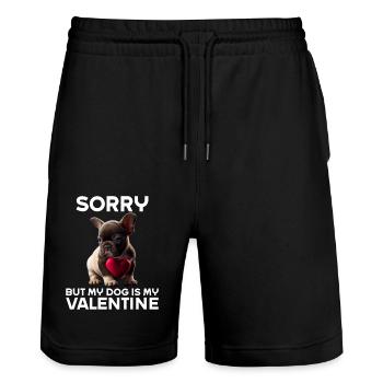 Désolé, mais mon chien est mon Valentin - Short de jogging bio TRAINER Stanley/Stella unisexe - noir - Devant - Nik (191cm) & Marisol (170cm)
