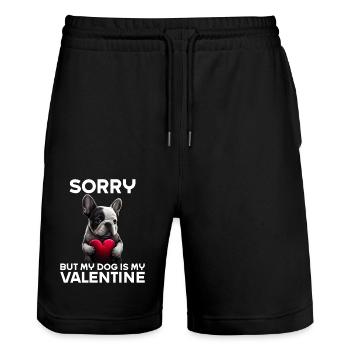 Désolé, mais mon chien est mon Valentin - Short de jogging bio TRAINER Stanley/Stella unisexe - noir - Devant - Nik (191cm) & Marisol (170cm)