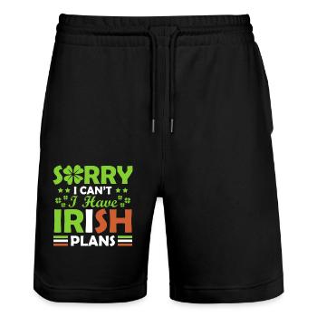 Désolé, je ne peux pas, j’ai l’irlandais - Short de jogging bio TRAINER Stanley/Stella unisexe - noir - Devant - Nik (191cm) & Marisol (170cm)