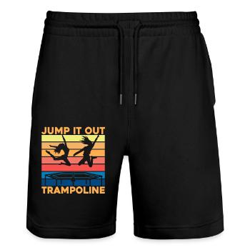 Herausspringen Trampolin - Stanley/Stella Unisex Bio Joggingshorts Trainer  - Schwarz - Vorne - Nik (191cm) & Marisol (170cm)