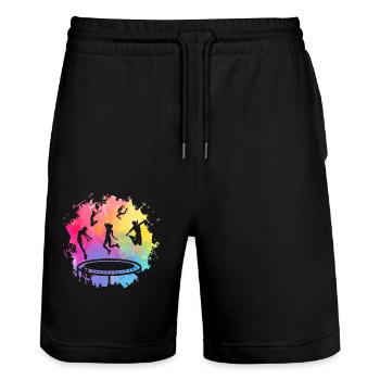 Trampoline - Stanley/Stella Trainer Unisex Organic Jogging Shorts - black - Front - Nik (191cm) & Marisol (170cm)