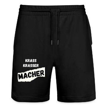 Krass krasser macher white write - Stanley/Stella Unisex Bio Joggingshorts Trainer  - Schwarz - Vorne - Nik (191cm) & Marisol (170cm)