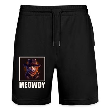 Meowdy Funny cat Meme for Cat Lovers - Stanley/Stella Unisex Bio Joggingshorts Trainer  - Schwarz - Vorne - Nik (191cm) & Marisol (170cm)
