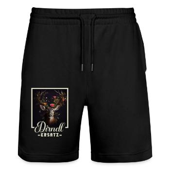 Dirndl Ersatz Dirndl Trachten Kostüm Dirndl Ersatz - Stanley/Stella Unisex Bio Joggingshorts Trainer  - Schwarz - Vorne - Nik (191cm) & Marisol (170cm)