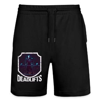Deadlifts Gym Fitness Fun Workout - Stanley/Stella Trainer Unisex Organic Jogging Shorts - black - Front - Nik (191cm) & Marisol (170cm)