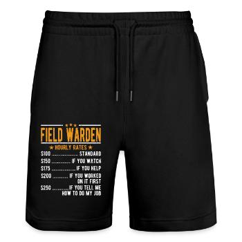 Field guard hourly wage - Stanley/Stella Trainer Unisex Organic Jogging Shorts - black - Front - Nik (191cm) & Marisol (170cm)