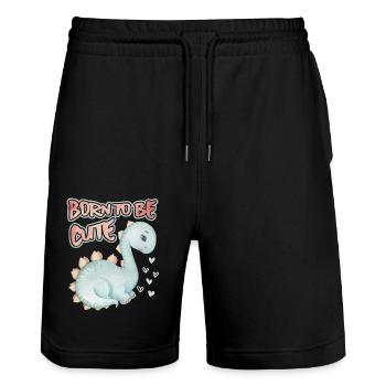 Baby Dinosaur, Saying, Cute-Dinosaur - Stanley/Stella Trainer Unisex Organic Jogging Shorts - black - Front - Nik (191cm) & Marisol (170cm)