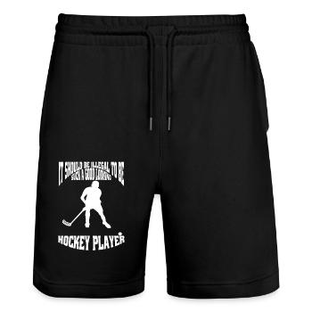 Floorball Hockey Hockey Cadeau Joueur de Hockey - Short de jogging bio TRAINER Stanley/Stella unisexe - noir - Devant - Nik (191cm) & Marisol (170cm)