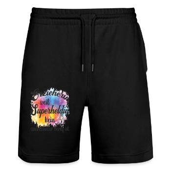 Erzieherin weil Superheldin kein Beruf ist - Stanley/Stella Unisex Bio Joggingshorts Trainer  - Schwarz - Vorne - Nik (191cm) & Marisol (170cm)