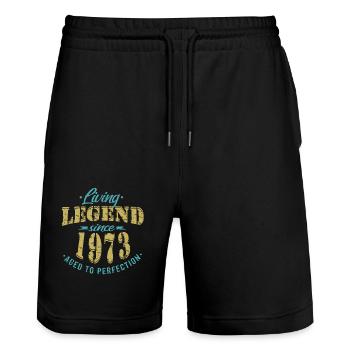 jahrgang 1973 Geburtstag Lebende Legende - Stanley/Stella Unisex Bio Joggingshorts Trainer  - Schwarz - Vorne - Nik (191cm) & Marisol (170cm)