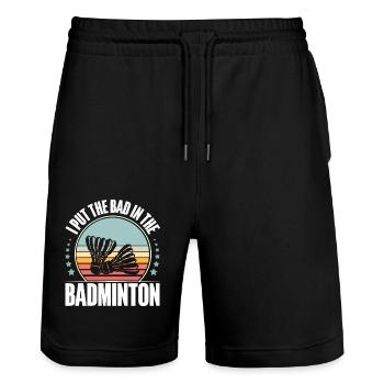 Badminton - Stanley/Stella Unisex Bio Joggingshorts Trainer  - Schwarz - Vorne - Nik (191cm) & Marisol (170cm)