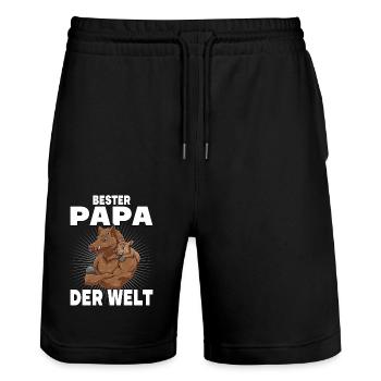 Bester Papa der Welt Vatertag Vater Wildschwein - Stanley/Stella Unisex Bio Joggingshorts Trainer  - Schwarz - Vorne - Nik (191cm) & Marisol (170cm)