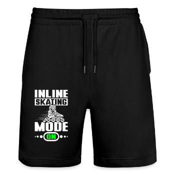 Inline skating mode on - Stanley/Stella Trainer Unisex Organic Jogging Shorts - black - Front - Nik (191cm) & Marisol (170cm)