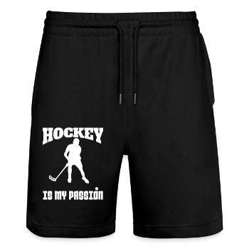 Hockey Field Hockey Hockey Player Gift Floorball - Stanley/Stella Trainer Unisex Organic Jogging Shorts - black - Front - Nik (191cm) & Marisol (170cm)