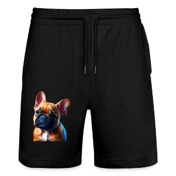 Français Bulldog Frenchie Französische Bulldogge - Short de jogging bio TRAINER Stanley/Stella unisexe - noir - Devant - Nik (191cm) & Marisol (170cm)
