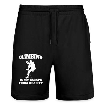 Kletterer Berg Bergklettern Klettern Bergsteigen - Stanley/Stella Unisex Bio Joggingshorts Trainer  - Schwarz - Vorne - Nik (191cm) & Marisol (170cm)